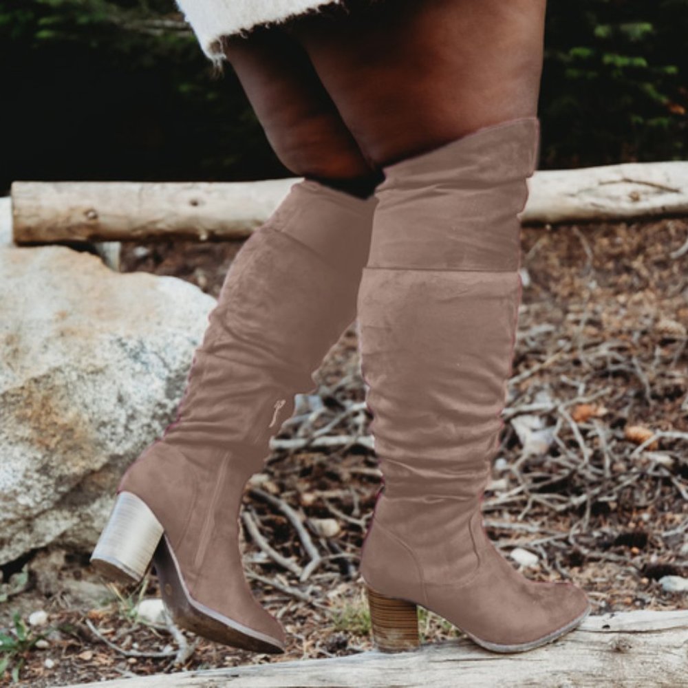 *EXTRA WIDE CALF* Size 10, Over-the-Knee Suede Boots